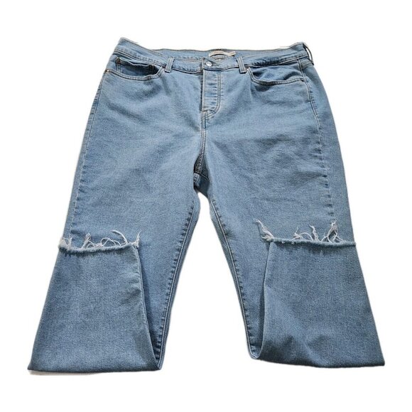 Levi's Jeans Womens 20W  Blue High Waist Tapered Cropped Raw Hem Wedgie Skinny - Picture 8 of 16